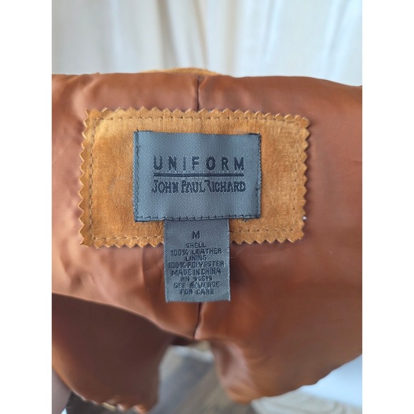 John Paul Richard Suede Leather Jacket Brown Bomber Moto Style Women M - Picture 5 of 5